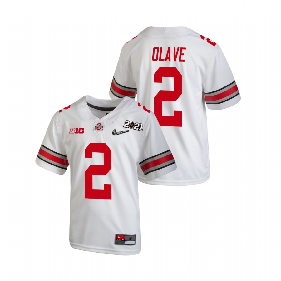 Ohio State Buckeyes Youth NCAA Chris Olave #17 White Champions 2021 National College Football Jersey XOU5449MR